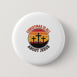 Bóton Redondo 5.08cm Camiseta Desenho Natal Cristão Jesus Cruz Pôr do S