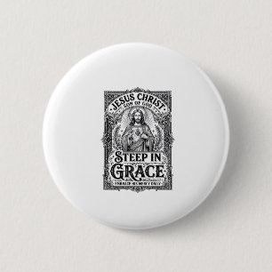 Bóton Redondo 5.08cm Camiseta Gráfica Amante do Chá Jesus Cristão