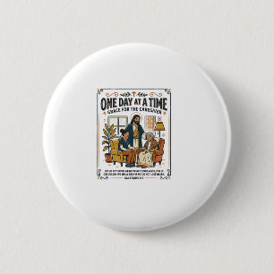 Bóton Redondo 5.08cm Camiseta Gráfica Jesus Cuidando Pais Idosos Cristã