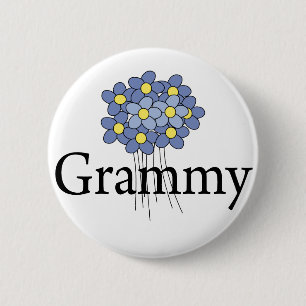 Bóton Redondo 5.08cm Camiseta Grammy Flor Azul Bonita