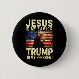 Bóton Redondo 5.08cm Camiseta Jesus Trump - Jesus é Meu Senhor Salvador