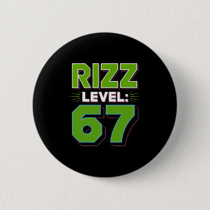 Bóton Redondo 5.08cm Camiseta Meme Nível Rizz 67 Tendência Juvenil Seis