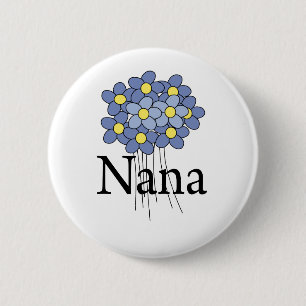 Bóton Redondo 5.08cm Camiseta Nana Flor Azul Bonita