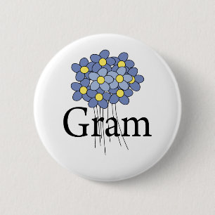 Bóton Redondo 5.08cm Camiseta Pretty Blue Flower Gram