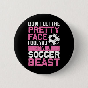 Bóton Redondo 5.08cm Camiseta Soccer Beast Mulheres Garota Adolescente