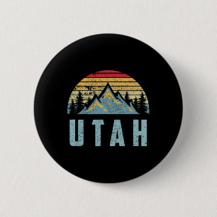 Bóton Redondo 5.08cm Camiseta Utah - Montanhas Vintage Retro Natureza C