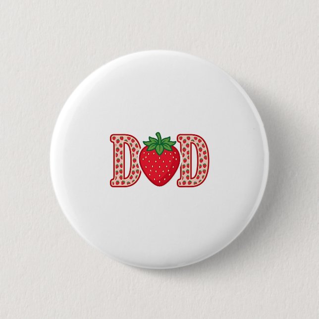 Bóton Redondo 5.08cm Camiseta Vector Desenho de Letra Morango Pai_1 (Frente)