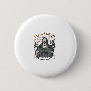Bóton Redondo 5.08cm Camiseta Vintage de Jesus Cruz de Bordado Gráfico