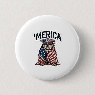 Bóton Redondo 5.08cm Camiseta Vintage Vector Patriota Bulldog 'Merica D