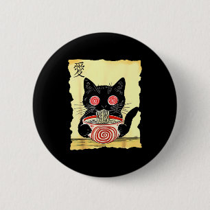 Bóton Redondo 5.08cm Camisetas engraçadas japonesas de ramen de gato Ka