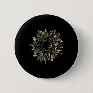 Bóton Redondo 5.08cm Camo Sunflower Oculta A Caça À Aventura De Hippie
