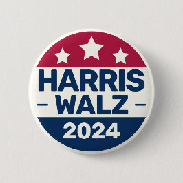 Bóton Redondo 5.08cm Campanha de Kamala Harris Tim Walz 2024