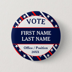 Bóton Redondo 5.08cm Campanha de Voto Personalizada EUA