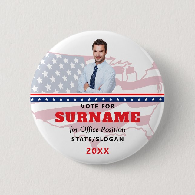 Bóton Redondo 5.08cm Campanha Eleitoral Vermelha Personalizada Candidat (Frente)