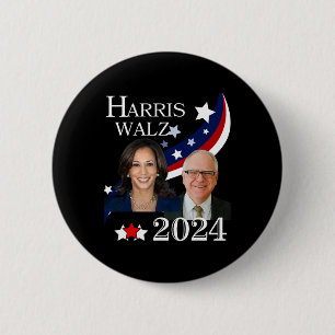 Bóton Redondo 5.08cm Campanha Presidencial Walz 2024 Kamala