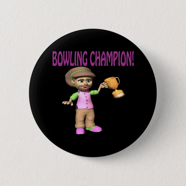 Bóton Redondo 5.08cm Campeão da boliche da mulher (Frente)