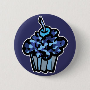Bóton Redondo 5.08cm camuflagem azul céu cupcake
