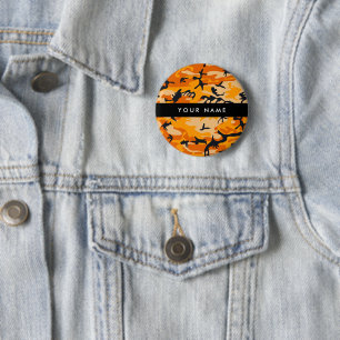 Bóton Redondo 5.08cm Camuflagem Laranja Personalize seu nome