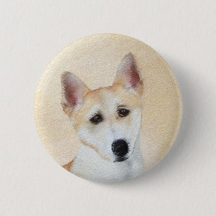 Bóton Redondo 5.08cm Canaan Dog Painting - Arte de Cachorro Original