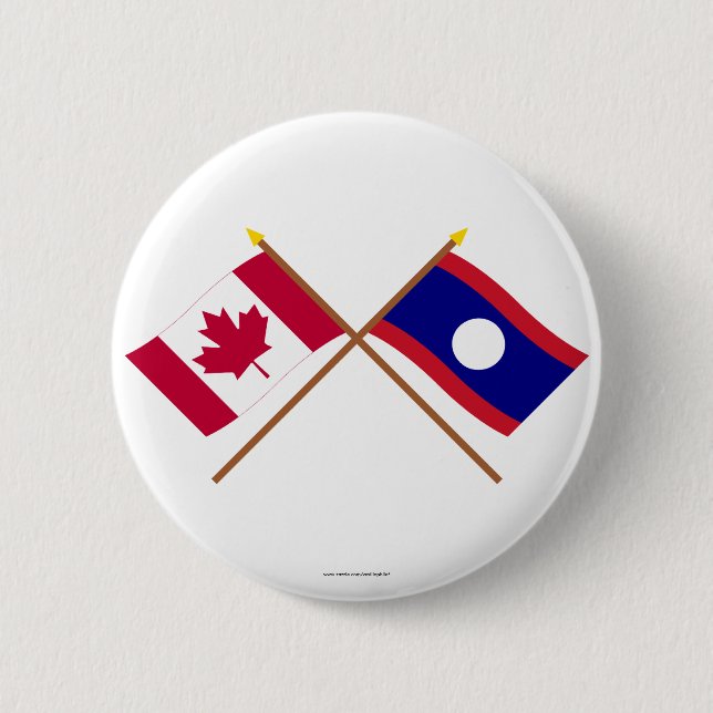 Bóton Redondo 5.08cm Canadá e bandeiras cruzadas Laos (Frente)