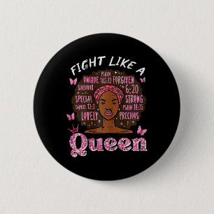 Bóton Redondo 5.08cm Cancer Da Mama Lida Como Rainha Afro Sobrevivente 