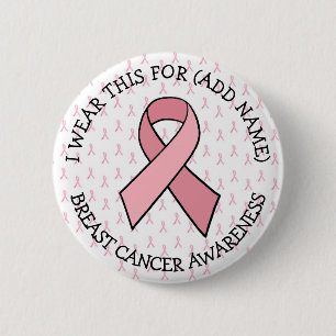 Bóton Redondo 5.08cm Cancer de Fita Rosa Personalizado