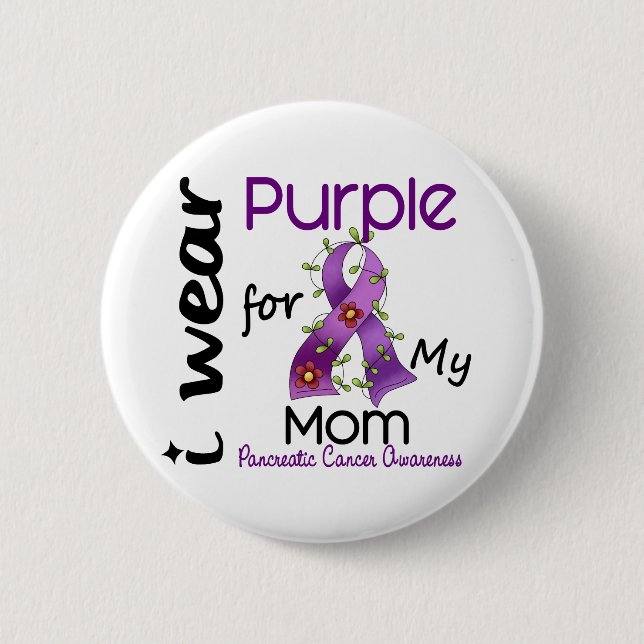 Bóton Redondo 5.08cm Câncer de pâncreas eu visto o roxo para minha mamã (Frente)