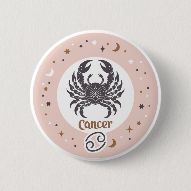 Bóton Redondo 5.08cm Cancer de Sinal Zodiac (Frente)