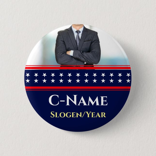 Bóton Redondo 5.08cm Candidato Nome Fotográfico Eleição Campanha Políti (Frente)