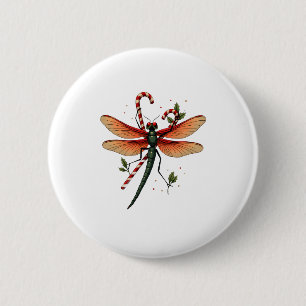 Bóton Redondo 5.08cm Candy Cane Dragonfly