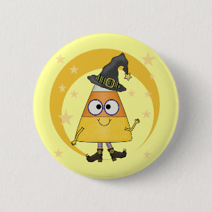 Bóton Redondo 5.08cm Candy Corn Witch Halloween