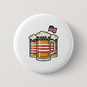 Bóton Redondo 5.08cm Caneca de Cerveja Patriótica Design Vetorial Vinta