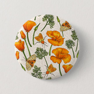 Bóton Redondo 5.08cm Canecas e mariposas da Califórnia em branco 2