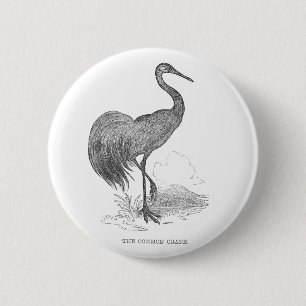 Bóton Redondo 5.08cm Caneta e desenho de tinta das aves da grua