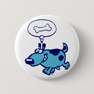 Bóton Redondo 5.08cm Cão azul dos desenhos animados que pensa do crach