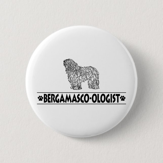Bóton Redondo 5.08cm Cão Bergamasco Humorístico (Frente)