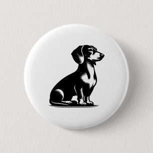 Bóton Redondo 5.08cm Cão Caçador Clássico Cópia de Desenho de Dachshund