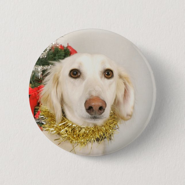 Bóton Redondo 5.08cm Cão de Natal 2 (Frente)