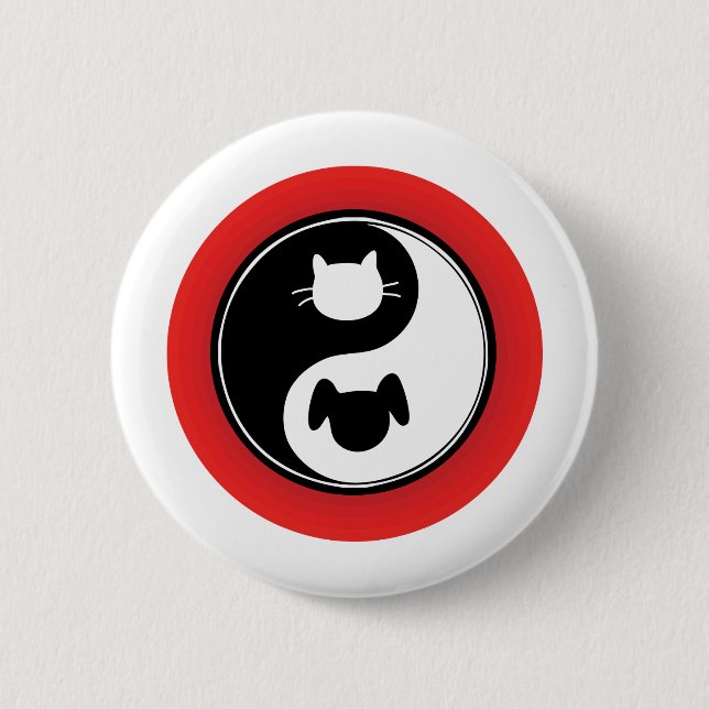 Bóton Redondo 5.08cm Cão do gato de Yin Yang (Frente)