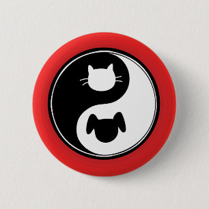 Bóton Redondo 5.08cm Cão do gato de Yin Yang