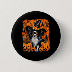 Bóton Redondo 5.08cm Cão Papillon Halloween