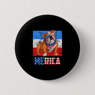 Bóton Redondo 5.08cm Cão Patriótico Usa 4 De Julho Bandeira Americana M