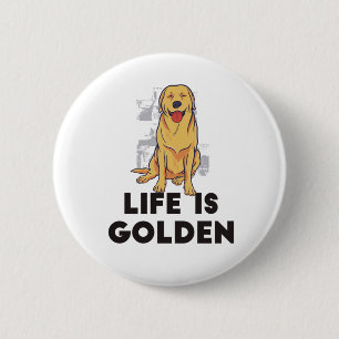 Bóton Redondo 5.08cm Cão Retriever Dourado - A Vida é Dourada