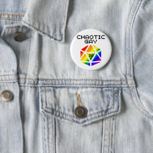 Bóton Redondo 5.08cm Caótico Gay D20 – Orgulho LGBTQ+ DND