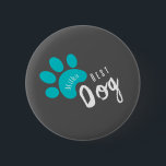 Bóton Redondo 5.08cm cãozinho personalizável Pet<br><div class="desc">para cão,  para gato,  escuro,  fúcsia,  cão feliz,  frase fofa para cães,  animais de estimação,  osso</div>