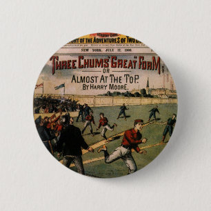 Bóton Redondo 5.08cm Capa da Revista Vintage Sports Baseball Três Amigo