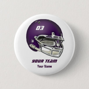 Bóton Redondo 5.08cm Capacete de futebol roxo da beringela