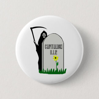Bóton Redondo 5.08cm Capitalismo R.I.P. Gravestone com Grim Reaper