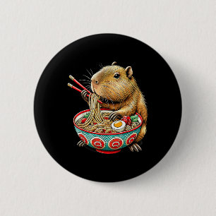 Bóton Redondo 5.08cm Capybara ama Noodle Capybara comendo Ram Japonês