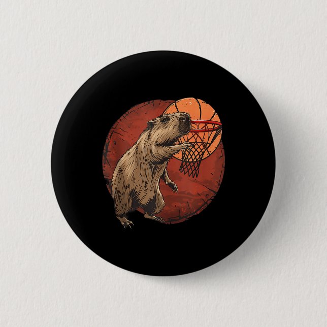 Bóton Redondo 5.08cm Capybara Drawi, basquetebol Trabalho de arte (Frente)